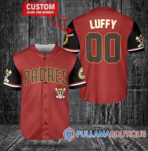 Luffy One Piece San Diego Padres Custom Red Baseball Jersey