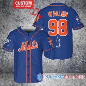 Morgan Wallen New York Mets Blue Custom Baseball Jersey
