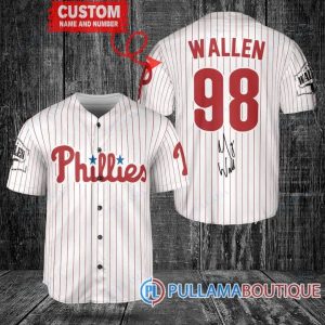 Morgan Wallen Philadelphia Phillies  White Custom Baseball Jersey