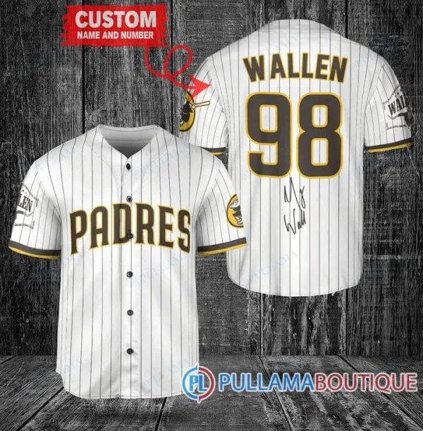 Morgan Wallen San Diego Padres White Custom Baseball Jersey, San Diego Baseball Jersey