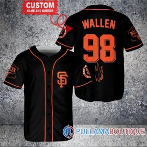 Morgan Wallen San Francisco Giants Black Custom Baseball Jersey