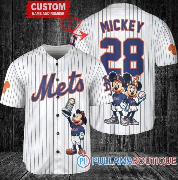 New York Mets Mickey And Minnie With Trophy White Baseball Jersey, Cheap Mets Jerseys