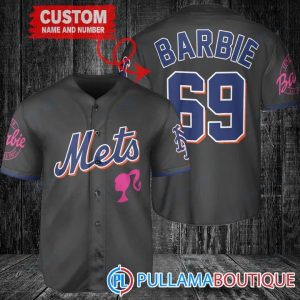 Personalized New York Mets Barbie Black Baseball Jersey
