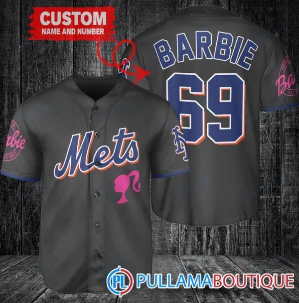 Personalized New York Mets Barbie Black Baseball Jersey, Cheap Mets Jerseys
