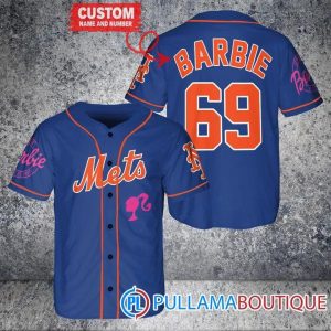Personalized New York Mets Barbie Bue Baseball Jersey