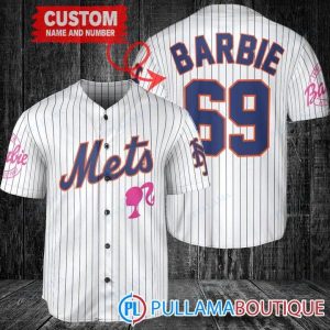 Personalized New York Mets Barbie White Baseball Jersey