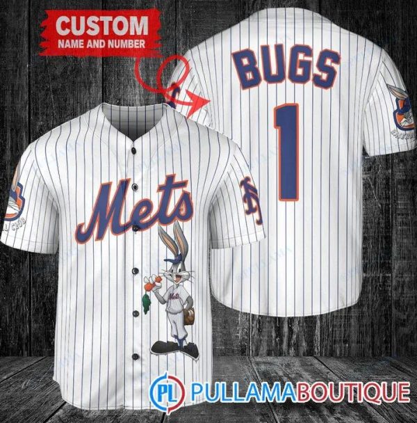 Personalized New York Mets Bugs Bunny White Baseball Jersey, Cheap Mets Jerseys