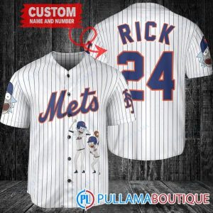 Personalized New York Mets Rick And Morty White Baseball Jersey