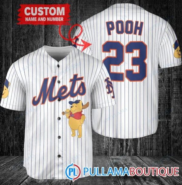 Personalized New York Mets Winnie The Pooh White Baseball Jersey, Cheap Mets Jerseys