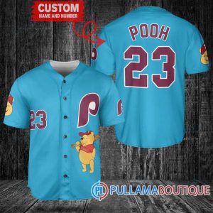 Personalized Philadelphia Phillies Winnie The Pooh Blue Baseball Jersey
