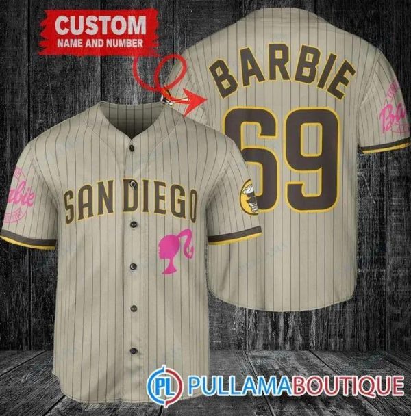 Personalized San Diego Padres Barbie Baseball Jersey, San Diego Baseball Jersey