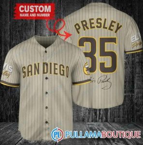 Personalized San Diego Padres Elvis Presley Signature Baseball Jersey