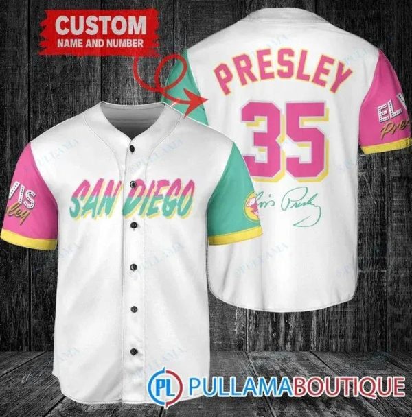 Personalized San Diego Padres Elvis Presley Signature City Connect Baseball Jersey, San Diego Baseball Jersey