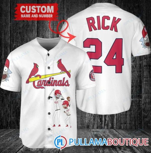 Personalized St. Louis Cardinals Rick And Morty White Baseball Jersey, MLB Cardinals Jersey