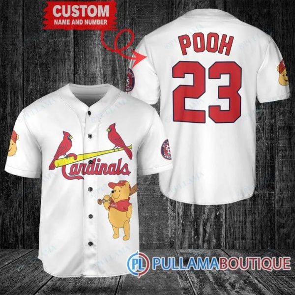 Personalized St. Louis Cardinals Winnie The Pooh Baseball Jersey, MLB Cardinals Jersey