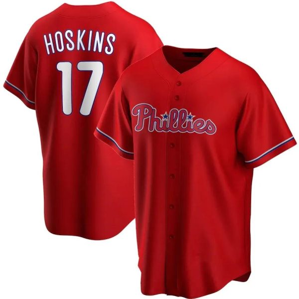 Philadelphia Phillies Rhys Hoskins Red MLB Baseball Jersey, MLB Phillies Jersey
