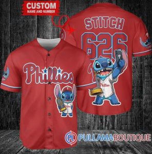 Philadelphia Phillies Stitch With Trophy Red Baseball Jersey