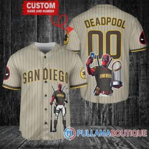 San Diego Padres Deadpool With Trophy Baseball Jersey