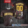 San Diego Padres Deadpool With Trophy Baseball Jersey, San Diego Baseball Jersey