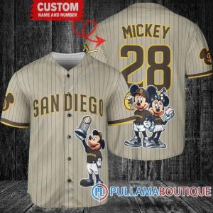 San Diego Padres Mickey And Minnie With Trophy Baseball Jersey