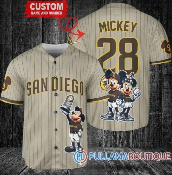 San Diego Padres Mickey And Minnie With Trophy Baseball Jersey, San Diego Baseball Jersey