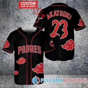 San Diego Padres Naruto Akastuki Custom Baseball Jersey