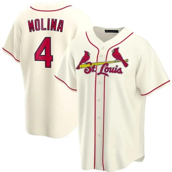 St. Louis Cardinals Yadier Molina Cream MLB Baseball Jersey, MLB Cardinals Jersey