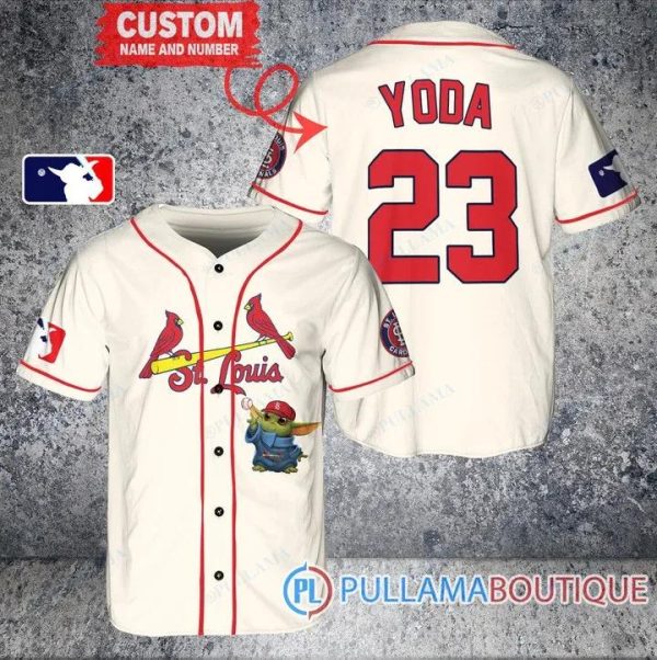 Star Wars Baby Yoda St. Louis Cardinals Custom Baseball Jersey, MLB Cardinals Jersey