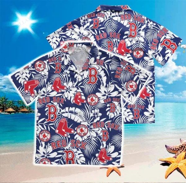 Boston Red Sox Tropical leaves MLB Hawaiian Shirt, Hawaiian Red Sox Shirt