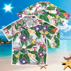 Texas Rangers Tropical Leaves MLB Hawaiian Shirt, Rangers Hawaiian shirt